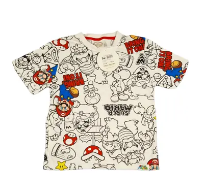 Buy Boys Juniors Kids Official Nintendo Mario Retro Tee T-Shirt Top 7-8 Years White • 9.99£