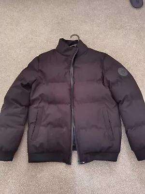 Buy Shein Men Black Puffer Winter Coat Stand Up Collar Zipper Up Jacket Size S (36) • 22.99£