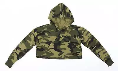 Buy Preworn Womens Green Camouflage Cotton Pullover Hoodie Size M Pullover - Cropped • 7.75£