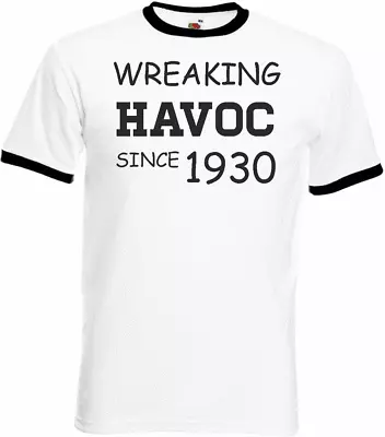 Buy 93rd Birthday Gifts Presents Year 1930 Unisex Ringer T-Shirt Wreaking Havoc • 9.99£