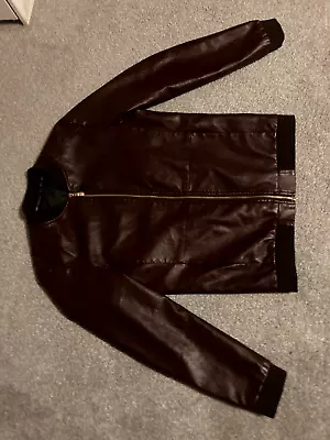 Buy Burgundy Faux Leather Jacket • 6.39£