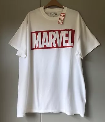 Buy White Marvel Red Logo T-Shirt. Size XL. BRAND NEW. FREE POSTAGE • 7.99£
