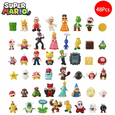 Buy New 48Pcs Super Mario Bros Luigi Model Doll Toys Action Figures Cake Decor Set • 5.94£
