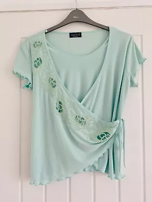 Buy Saloos Womens Mint Green Wrap T-Shirt Top Size M V-Neck • 0.99£