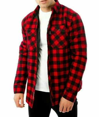 Buy Mens Padded Quilted Fleece Lined Lumberjack Jacket Warm Flannel Workshirt 822 • 13.99£