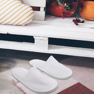 Buy 2 Pairs Slippers Closed Toe Spa Slippers White Guest Slippers • 9.99£