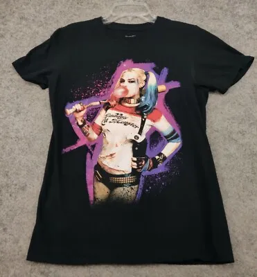 Buy Harley Quinn T-Shirt Womens Small Daddys Little Monster Neon Bubble S Black Top • 12.13£