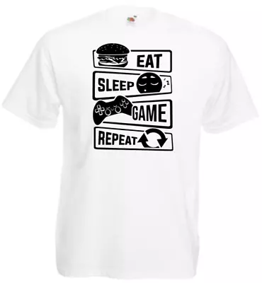 Buy Eat Sleep Game Repeat T-shirt White Top Kids Men Ladies Gift Gaming Free P&p  • 9.49£