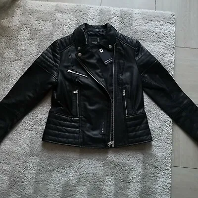 Buy Barneys Originals Annie Real Leather Biker Jacket Black Size 10 Bnwt • 85£