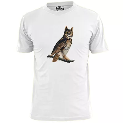 Buy Mens Great Horned Owl Bird T Shirt Ornithology Twitcher • 9.99£