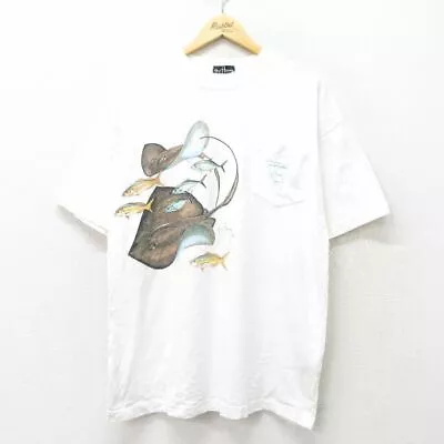 Buy Xl/Used Short Sleeve Vintage T-Shirt Men'S 00S Stingray Fish With Chest Pocket C • 119.22£