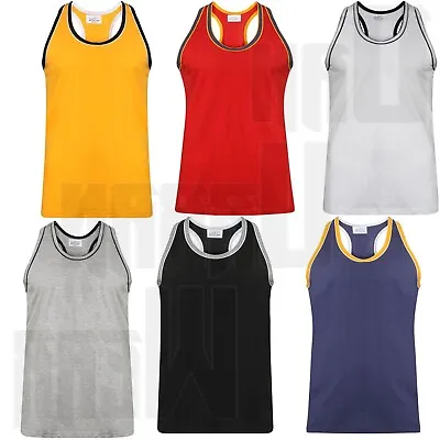 Buy Men’s Sleeveless Muscle Vest Holiday Racer Back Gym Tank Top Summer Workout 5XL • 6.99£