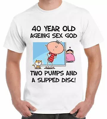 Buy Ageing Sex God 40th Birthday Present Men's T-Shirt - Funny Gift Slogan • 12.95£