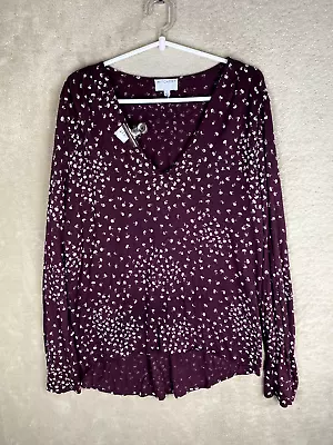 Buy Witchery Casual Blouse T-Shirts Top Size L Womens Red Flowers Long Sleeve • 13.01£