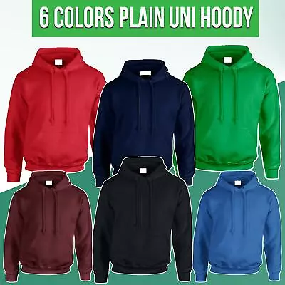 Buy Mens Plain Hoodie Heavyweight Pullover Hooded Classic Unisex Jumper • 12.99£