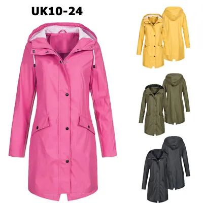 Buy Womens Waterproof Raincoat Ladies Outdoor Wind Rain Forest Jacket Plus Size Coat • 14.76£
