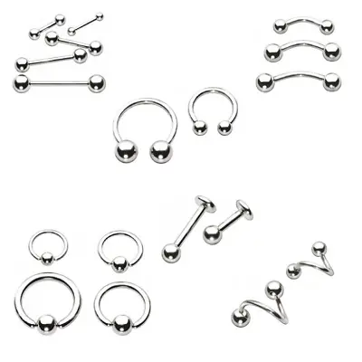 Buy Titanium Body Piercing Jewellery - UK Barbell Ring Labret Stud BCR - 1.2mm 1.6mm • 3.79£