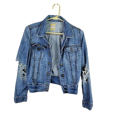 Buy Fossil Brand Denim Jean Trucker Jacket Women M  Faded Destroyed Normcore  • 21.13£