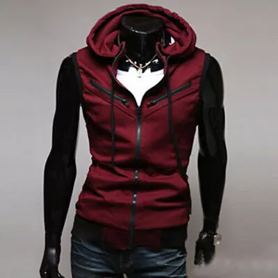 Buy Men's Sleeveless Hoodie Sweatshirt Casual Hooded Vest Jacket Coat Waistcoat Top· • 11.39£