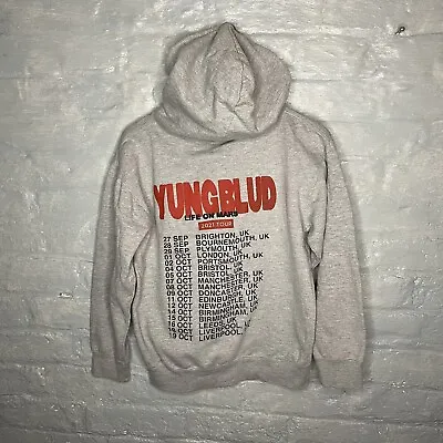 Buy Yungblud Life On Mars 2021 UK Tour Grey Pullover Hoodie Cotton Blend Medium • 24.99£