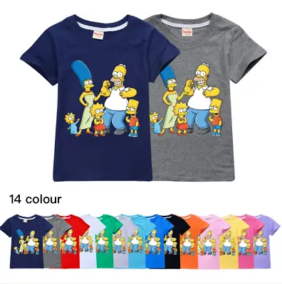 Buy Pop The Simpsons T-shirt Children Kids Unisex Short Sleeve Top Tee T Shirt Gifts • 10.28£