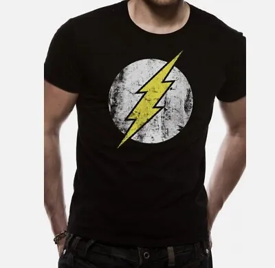 Buy Mens T-shirt DC Comics The Flash Logo Black • 4.45£