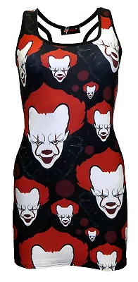Buy Scary Killer Evil Circus Clown Blood Tattoo Print Long Top Alternative Halloween • 21.99£