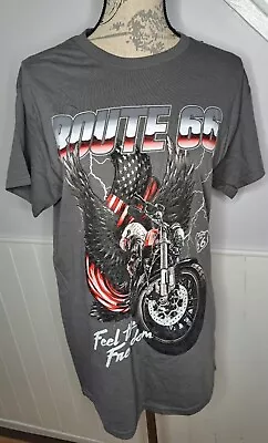 Buy Route 66 Feel The Freedom Logo Biker Graphic Print Short Sleeve T-shirt Size M • 25£