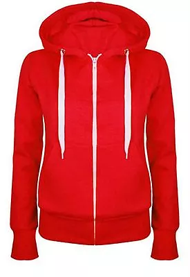 Buy Ladies Zip Hoodies Plain Hoody Top Womens Sweatshirt Jacket Plus Size 14 - 28 • 13.99£