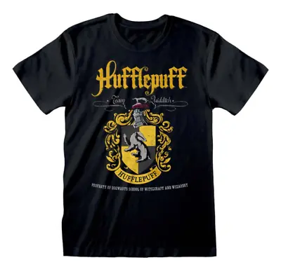 Buy Official Harry Potter - Hufflepuff Black Crest T-Shirt • 14.99£