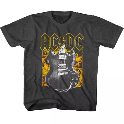 Buy ACDC Flaming Guitar Kids T Shirt Fire Jaydee Gibson SG Rock Band Concert Tour • 18.55£