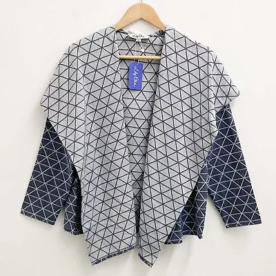 Buy Lily Ella Grey Blue Denim Style Open Front Cotton Jacket UK 12 • 20£