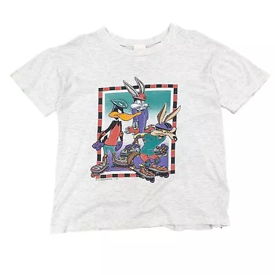 Buy 90s Looney Tunes Graphic T-Shirt Grey Size S | 80s Vintage Retro Single Stitch • 15£