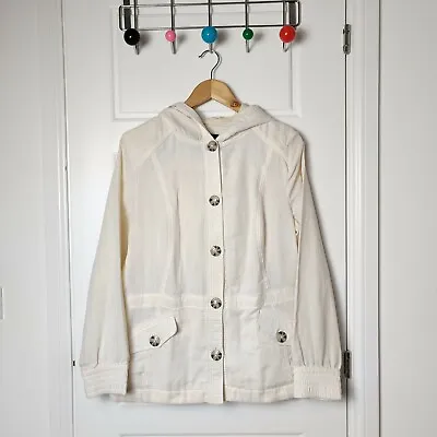 Buy EDDIE BAUER Womens Hooded Beige Lightweight Jacket Size Medium Drawstring • 16.99£