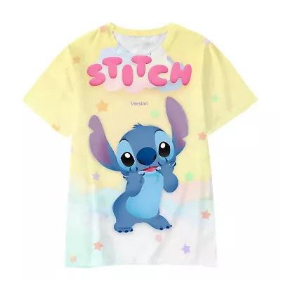 Buy Lilo And Stitch Scrump 3D T-Shirts Short Sleeve Tee Summer Casual Tee Top Anime • 14.39£
