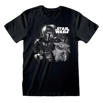 Buy Star Wars The Mandalorian Black & White T-Shirt • 14.99£