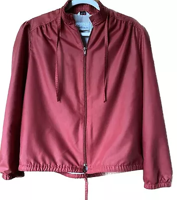 Buy Vintage Womans Red Jacket Size M Ruffle Collar Bomber Stye Trendy • 33.76£