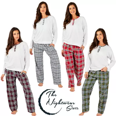 Buy Women’s Christmas Pyjama Sets Cotton Nightwear Checked Long Sleeve Top And Pants • 18.99£