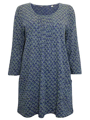 Buy Ex-Seasalt Tunic BUSY LIZZY Mid Century Seed Heads Marine NAVY Sizes 10 To 26/28 • 26.95£