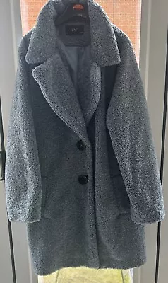 Buy F&F Ladies Size 18 Light Blue Teddy Bear Fur Jacket Polyester Worn Once • 9.99£