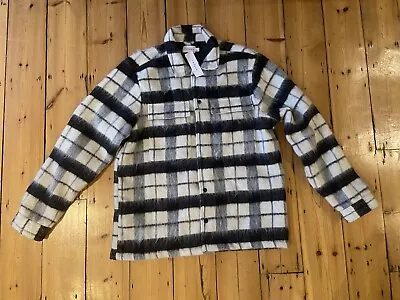 Buy Topman Checkered Check Plaid Shirt Jacket Black And White  Size XL NEW • 20£