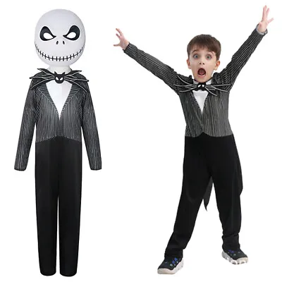 Buy Kids Halloween Jack Skellington Coaplay Costume Carnival Party Clothes 3-14Years • 20.16£