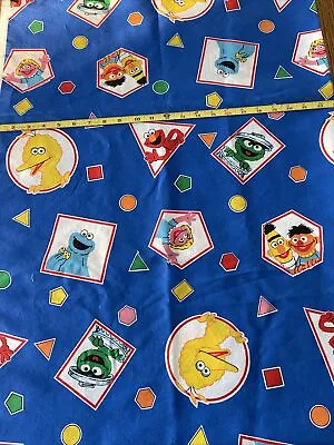 Buy Sesame Street Cotton Fabric Blue Spectrix Fabric Shapes VTG 2+yd (82 ) Quilting • 23.16£
