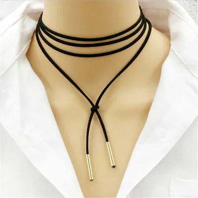 Buy Boho Suede Leather Necklace Tie Choker Bohemian Jewellery Silver Or Bronze A139 • 3.95£