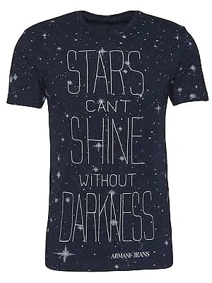 Buy Armani Jeans Mens Stars Can't Shine Without Darkness Blue T-shirt All Sizes BNWT • 105£