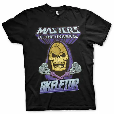 Buy Official Masters Of The Universe Skeletor Distressed Print Black T-shirt • 16.99£