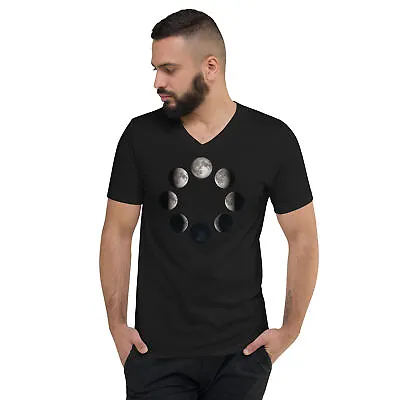 Buy Lunar Moon Phases Astrology Unisex Short Sleeve V-Neck T-Shirt • 27.60£