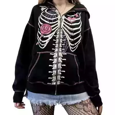 Buy The Grave Girls Skeleton Hoodie Black Pink Purple Goth Grunge Cute Kawaii • 42.63£