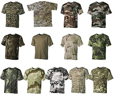 Buy MFH US Style Mens Cotton T-Shirt Army Military Top Tee Shirt Camouflage Camo New • 5.90£