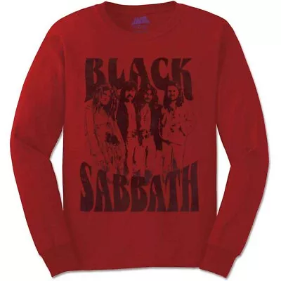 Buy Black Sabbath 'Band And Logo' Red Long Sleeve T Shirt - NEW • 21.99£